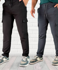 Premium George Men's and Big Men’s Black & Ash combo Cargo Trousers